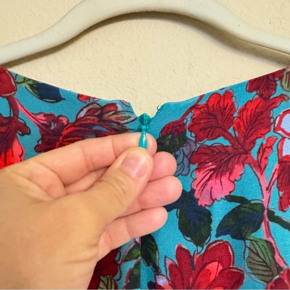 Talbots Satin Fit & Flare Blue Blooming Floral Side Tie Midi Dress Size 2P NEW - Picture 12 of 16